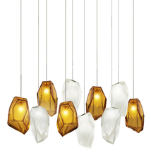  CH26210AMFRSNL2 - Chandelier Gem Amber/Frost 10 Light 18"X31" Rectangular Satin Nickel LED G4 JC 2W 110lm